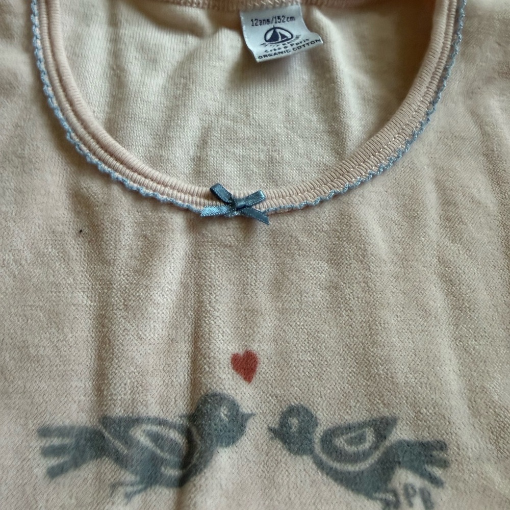 Petit Bateau Tan and Blue Kids Pajama Set